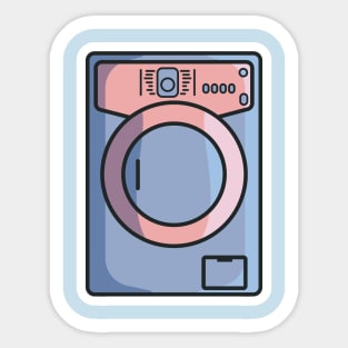 Electric Washing Machine Sticker vector illustration. Technology object icon concept. Modern laundromat, appliance for household chores. Front view of washing machine sticker design with shadow. Sticker